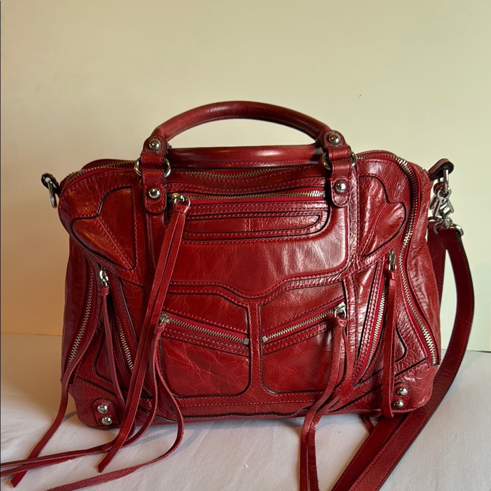 Rebecca Minkoff Tri Zip Jealous Red Leather Satchel